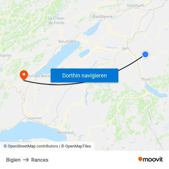 Biglen to Rances map