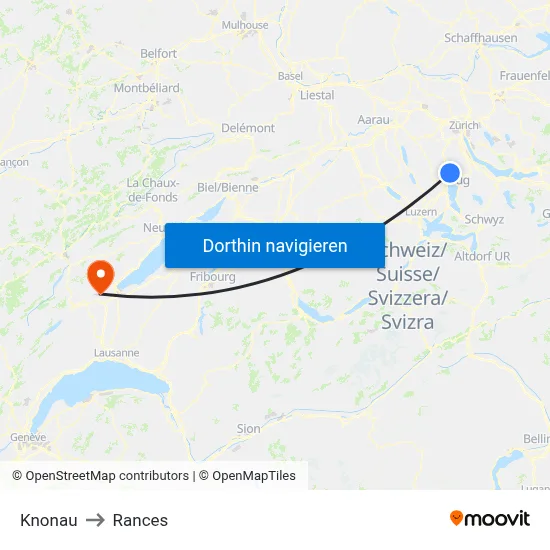 Knonau to Rances map