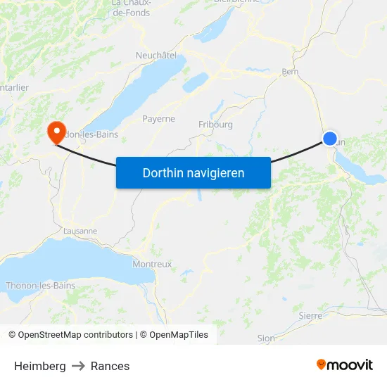 Heimberg to Rances map