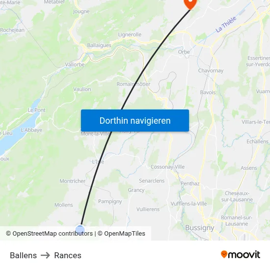 Ballens to Rances map
