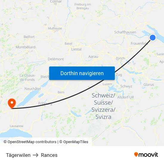 Tägerwilen to Rances map