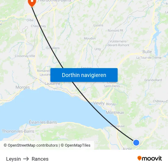 Leysin to Rances map