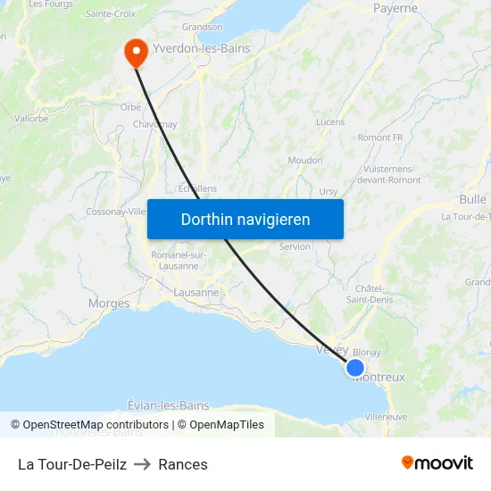 La Tour-De-Peilz to Rances map