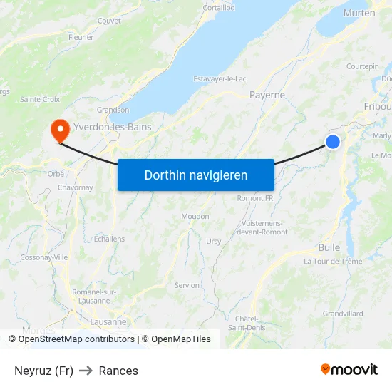 Neyruz (Fr) to Rances map