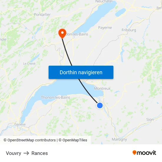 Vouvry to Rances map