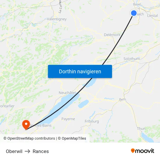 Oberwil to Rances map