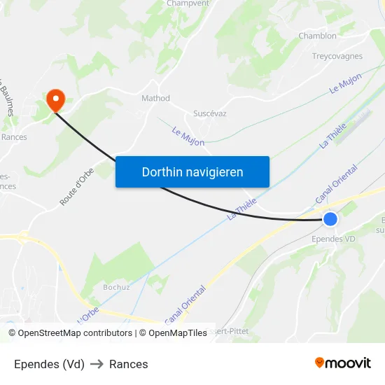 Ependes (Vd) to Rances map