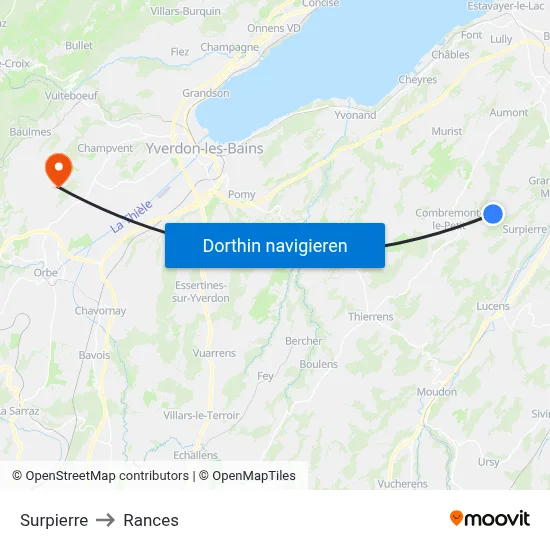 Surpierre to Rances map