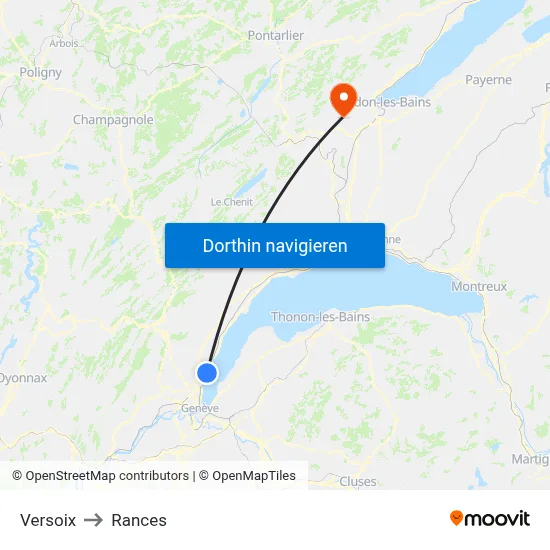 Versoix to Rances map
