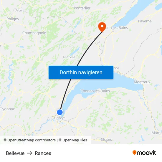 Bellevue to Rances map