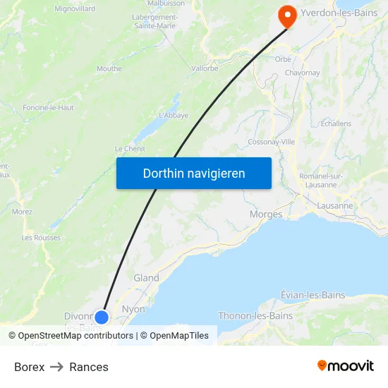 Borex to Rances map
