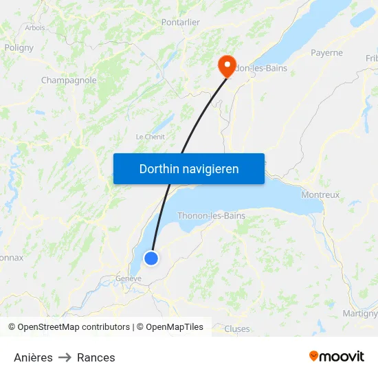 Anières to Rances map