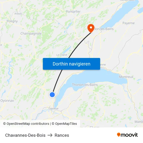 Chavannes-Des-Bois to Rances map