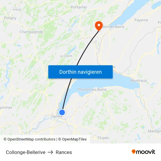 Collonge-Bellerive to Rances map