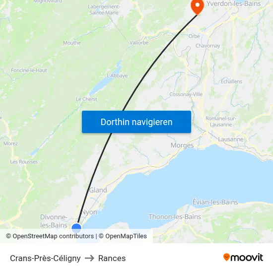 Crans-Près-Céligny to Rances map