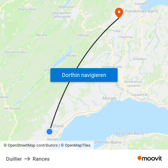 Duillier to Rances map