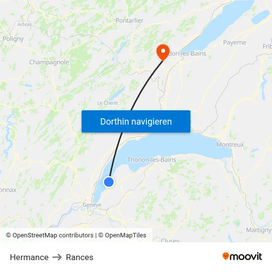 Hermance to Rances map