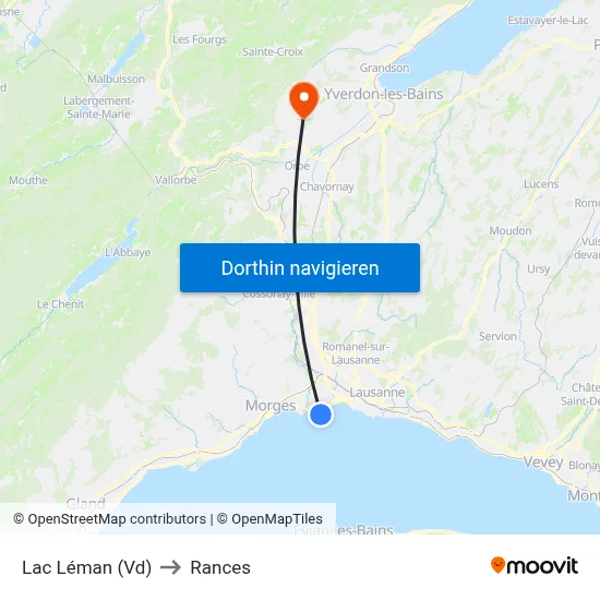 Lac Léman (Vd) to Rances map