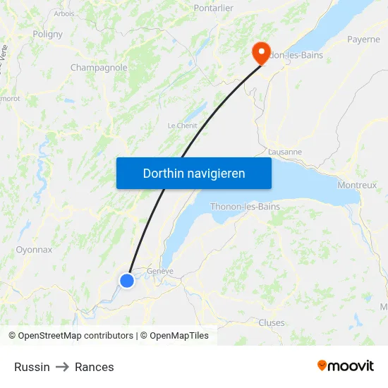 Russin to Rances map