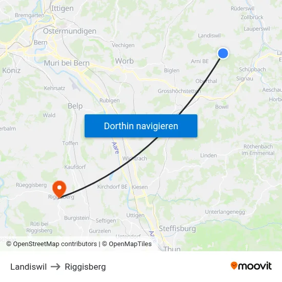Landiswil to Riggisberg map