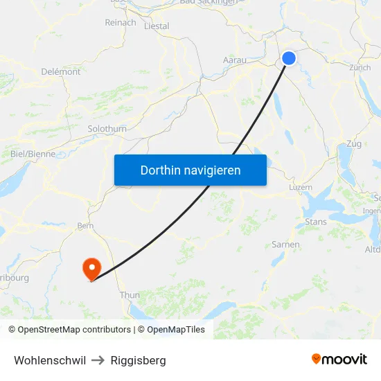 Wohlenschwil to Riggisberg map