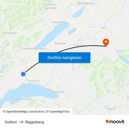 Gollion to Riggisberg map