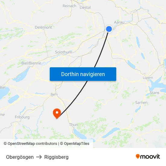 Obergösgen to Riggisberg map