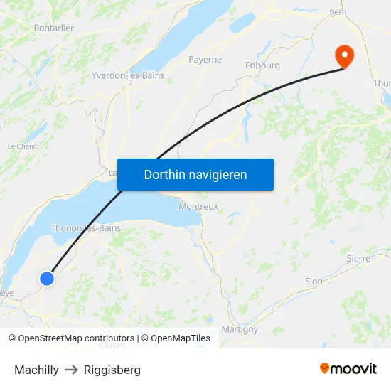 Machilly to Riggisberg map