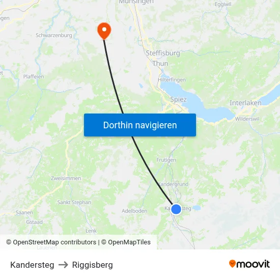 Kandersteg to Riggisberg map