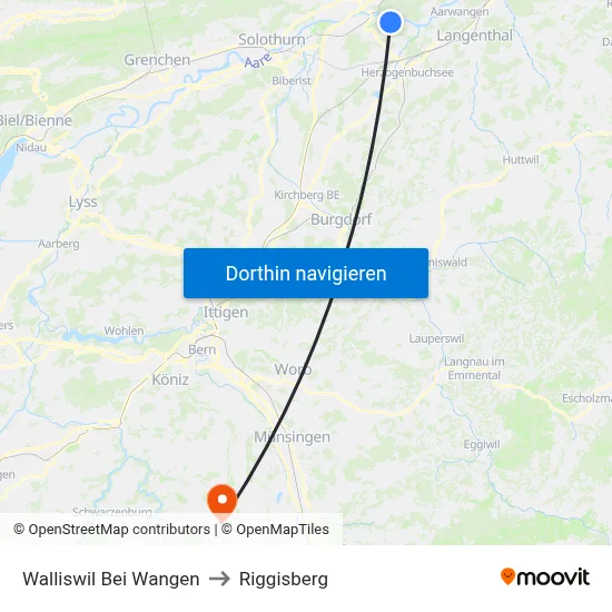 Walliswil Bei Wangen to Riggisberg map