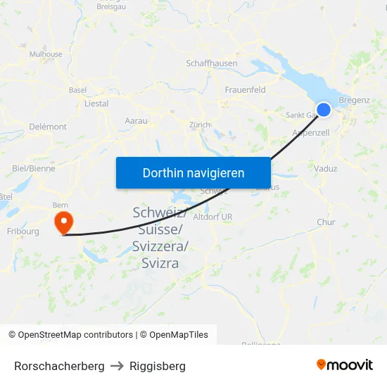 Rorschacherberg to Riggisberg map