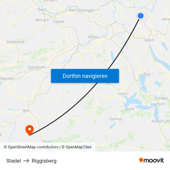 Stadel to Riggisberg map