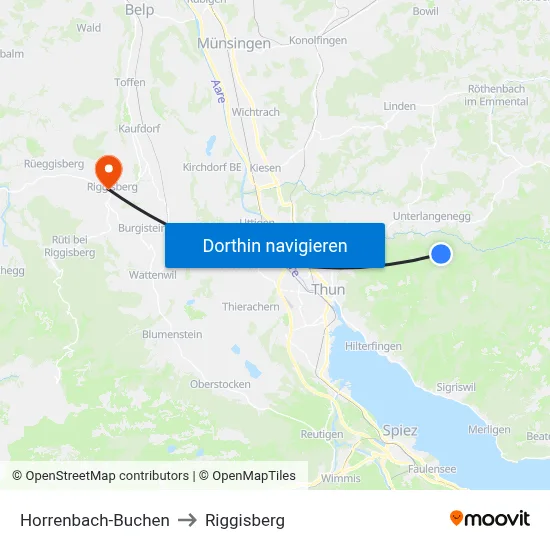Horrenbach-Buchen to Riggisberg map