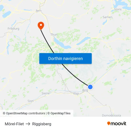 Mörel-Filet to Riggisberg map