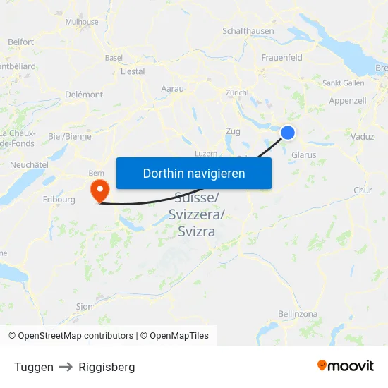 Tuggen to Riggisberg map