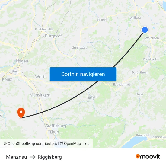 Menznau to Riggisberg map