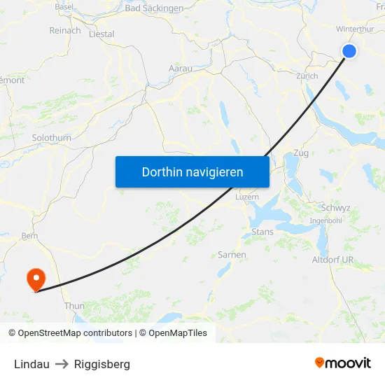 Lindau to Riggisberg map