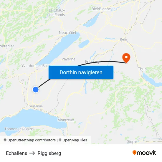Echallens to Riggisberg map
