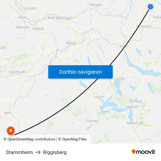 Stammheim to Riggisberg map