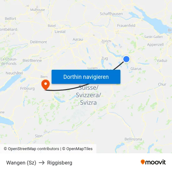 Wangen (Sz) to Riggisberg map