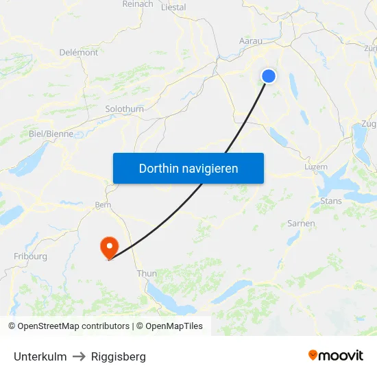 Unterkulm to Riggisberg map