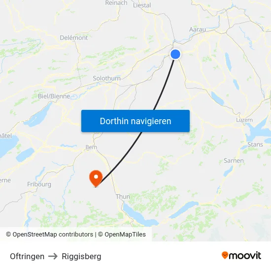Oftringen to Riggisberg map