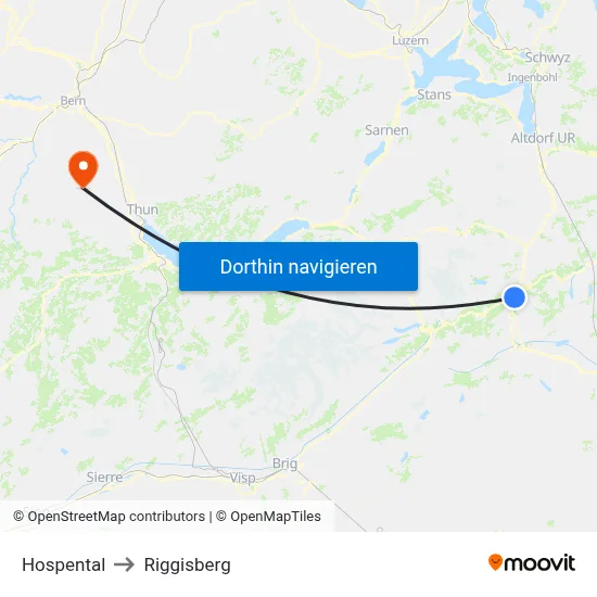 Hospental to Riggisberg map