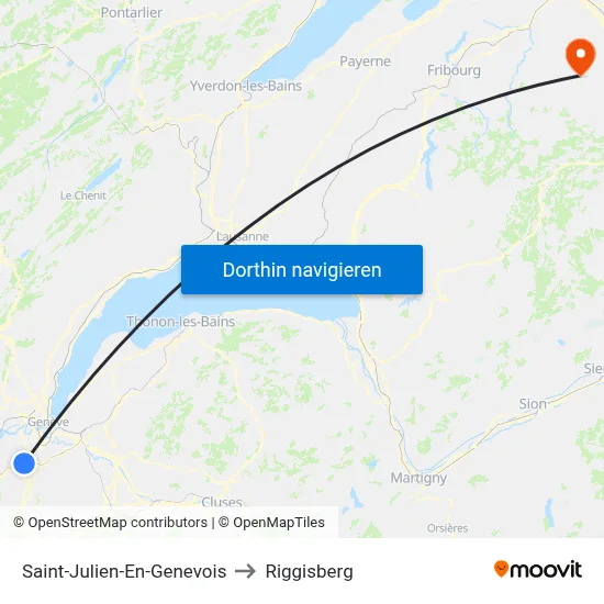 Saint-Julien-En-Genevois to Riggisberg map