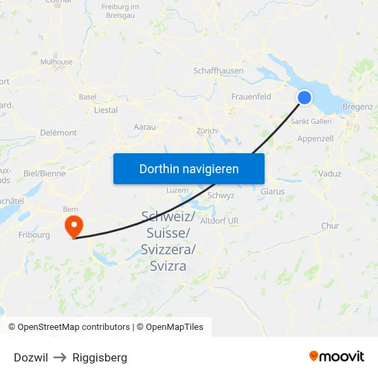 Dozwil to Riggisberg map