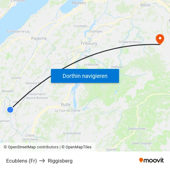 Ecublens (Fr) to Riggisberg map