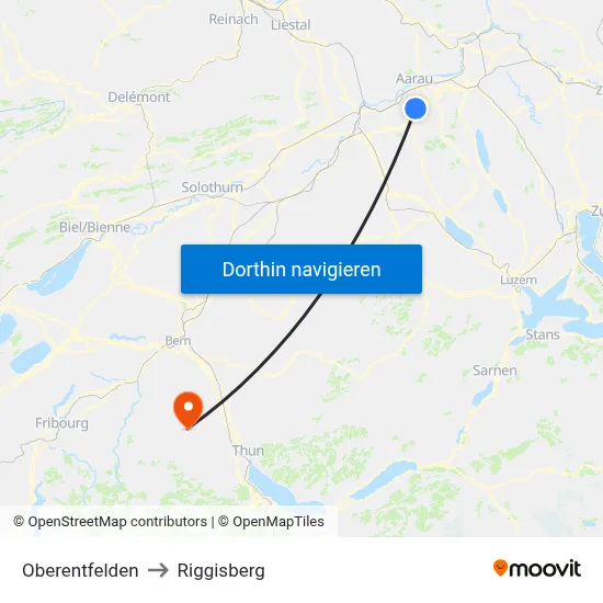 Oberentfelden to Riggisberg map