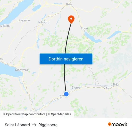 Saint-Léonard to Riggisberg map