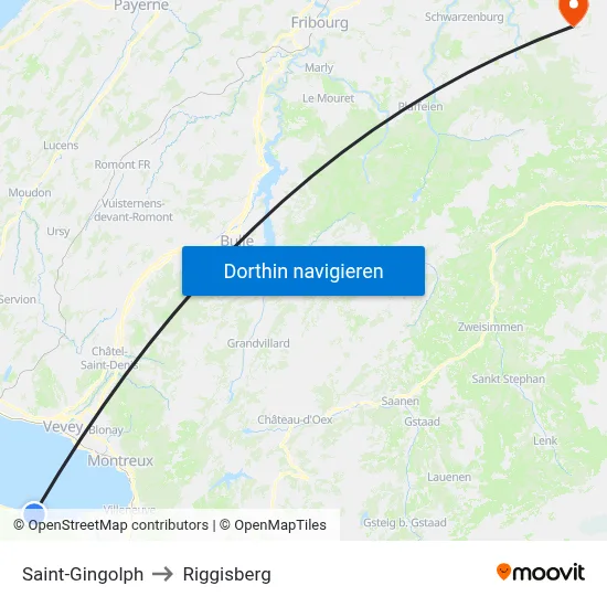 Saint-Gingolph to Riggisberg map