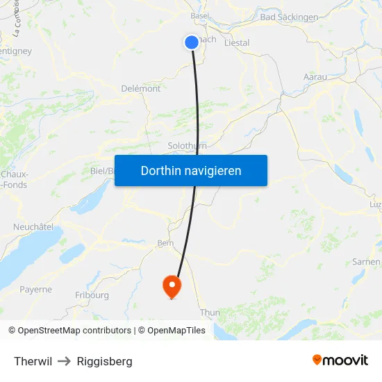 Therwil to Riggisberg map